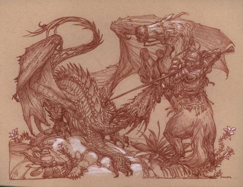 Donato Giancola, Dragon Tamer, Knight Dragon, St George And The Dragon, Human Painting, Saint George And The Dragon, Fantasy Tattoos, Watercolor Pencil, 4 December