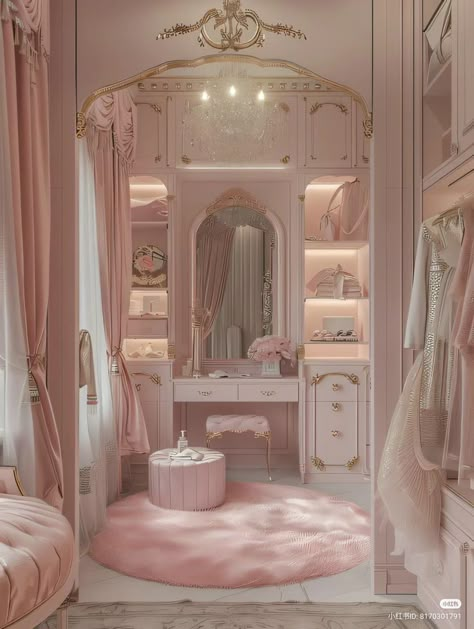 Princess Home Aesthetic, Pink Princess Room Aesthetic, Princess Aesthetic Bedroom, Pink Bedroom Princess, Rich Girl Room, Princess Bedroom Aesthetic, Pink Mansion Bedroom, Pink Princess Room, Royal Bedroom Princesses Pink