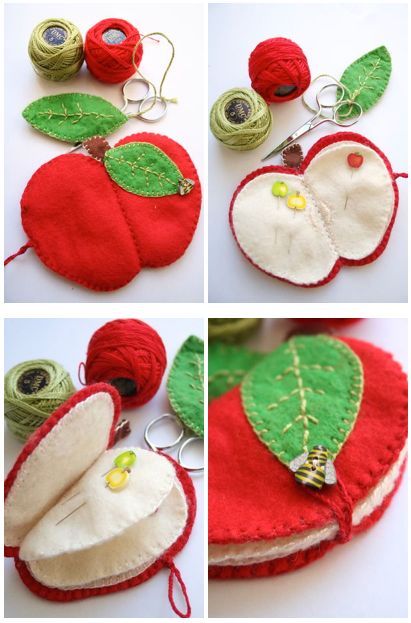 Apple Clipart, Mini Sewing Kit, Needle Holder, Needle Cases, Needle Book, Needle Case, Creation Couture, Sewing Kit, Felt Diy