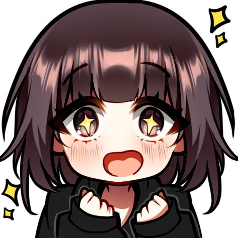 Excited emote Excited Drawing Expression, Excited Face Reference, Chibi Excited Pose, Excited Character Design, Anime Excited Face, Excited Eyes Drawing, Excited Anime Expression, Excited Drawing Poses, Chibi Twitch Emotes