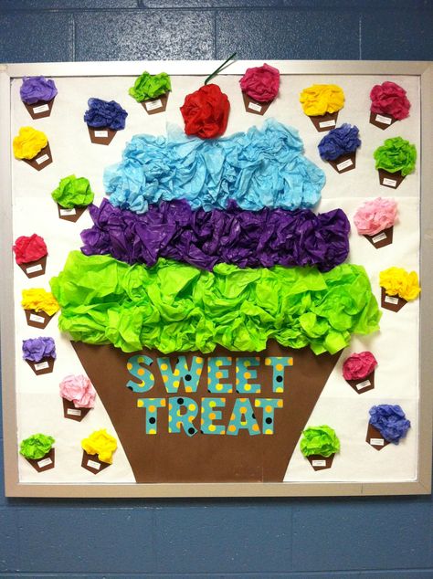 Class room bulletin board. Sweet treat. Cupcake. Candyland Classroom, Candy Theme Classroom, Birthday Board Ideas, Easter Bulletin Boards, Birthday Bulletin Board, Candyland Theme, Birthday Boards, Birthday Bulletin Boards, Birthday Bulletin