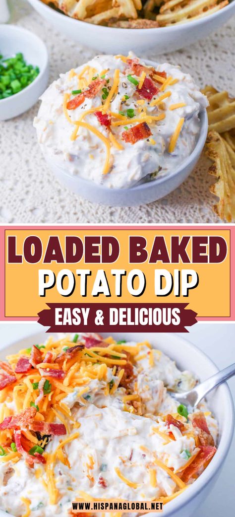 Dips That Go With Burgers, Loaded Potato Chip Dip, Potato Dip Recipes, Loaded Ranch Dip, Loaded Baked Potato Dip Cold, Easy Dips Sour Cream, Sour Cream Dips Easy, Dips For Game Day, Easy Dip Appetizers