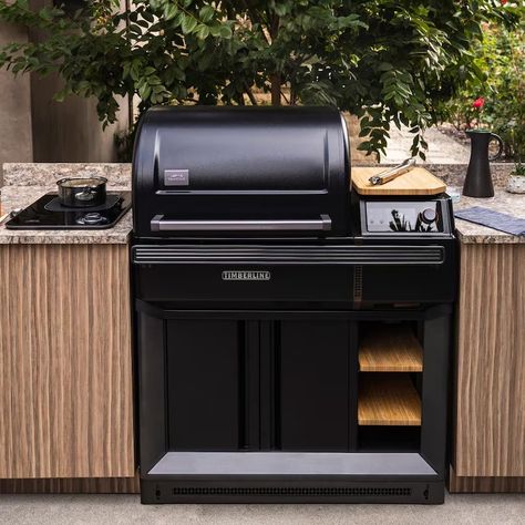 Traeger Timberline Wi-Fi Pellet Grill w/ Built-In Kit - TBB86RLG : BBQGuys Deck And Fire Pit Ideas, Deck And Fire Pit, Aesthetic Bbq, Kitchen Trim, Bbq Aesthetic, Bbq Grill Island, Backyard Bbq Grill, Outdoor Grill Accessories, Table Fire