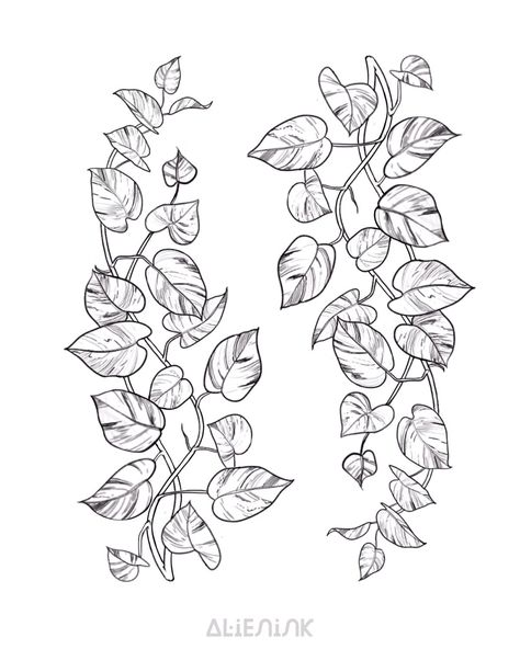 Vine Like Tattoos, Plant In Jar Drawing, Vines Half Sleeve Tattoo, Vine Tattoo Linework, Fine Line Vine Tattoo Sleeve, Pothos Sleeve Tattoo, Lizard Flower Tattoo, Spine Plant Tattoo, Leafy Plant Tattoo