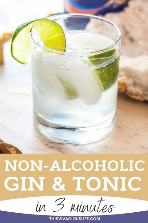 This three ingredient non-alcoholic gin and tonic is going to be your favorite summer dry cocktail. This mocktail is refreshing and takes only minutes to make. Tonic Mocktail, Non Alcoholic Gin, Gin And Tonic Recipe, Nonalcoholic Party Drinks, Summer Mocktail, Tonic Drink, Tonic Recipe, Gin Recipes, Gin Tasting