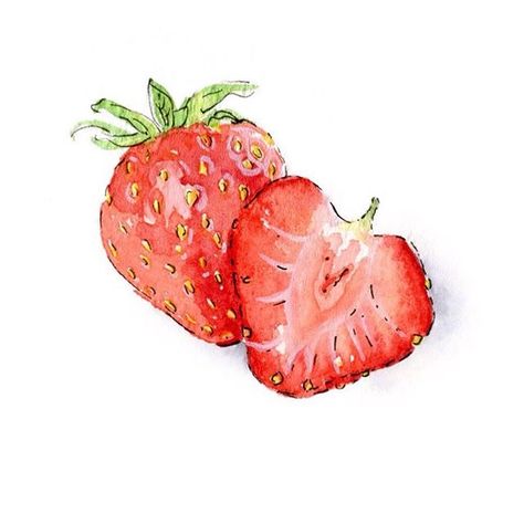 Strawberry Drawing, Strawberry Tattoo, Strawberry Watercolor, Strawberry Water, Wrist Tattoo Designs, Unique Wrist Tattoos, Strawberry Art, Fruits Drawing, Cat Air