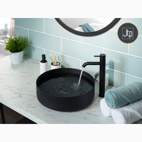 Check out the JTP Countertop basins available round or rectangular.

In four finishes, Brushed Black, Matt Black, Stainless Steel and Brushed Brass. Black Basin Bathroom, Alternative Bathroom, Counter Top Basin, Bathroom Sink Ideas, Basin Bathroom, Frameless Shower Enclosures, Stainless Steel Countertops, Sink Ideas, Shower Fittings