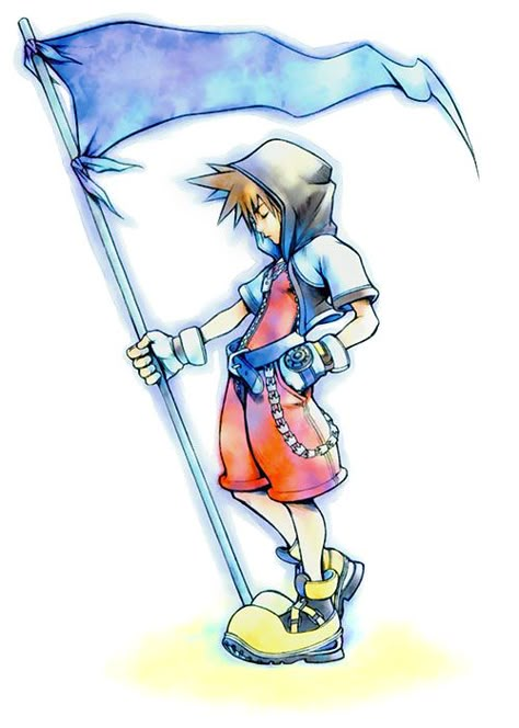 Kingdom Hearts - Sora With Flag Kingdom Hearts Tattoo, Kingdom Hearts 1, Kingdom Hearts Wallpaper, Kingdom Hearts Sora, Tetsuya Nomura, Disney Kingdom Hearts, Kingdom Hearts Fanart, Hearts Wallpaper, Disney Kingdom