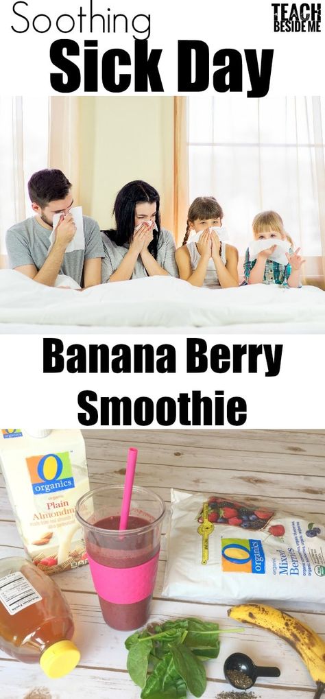 Sick Day Banana Berry Smoothie – Teach Beside Me Sick Food, Tropical Smoothie Recipes, For Sore Throat, Sooth Sore Throat, Banana Smoothie Recipe, Healing Foods, Sick Day, Tropical Smoothie, Shakes Drinks