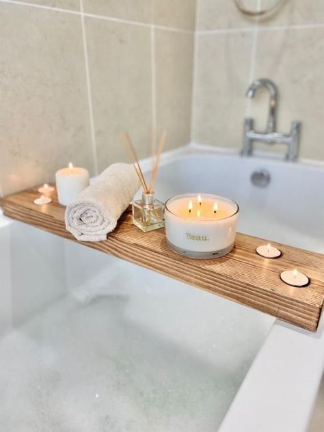 Aesthetic Bath, Tub Tray, Bath Board, Bath Aesthetic, Gift Tray, Bathtub Decor, Bathtub Tray, Wooden Bath, Bathroom Candles