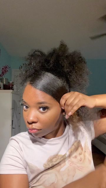 Natural Side Part Ponytail, Swoop Ponytail Short Hair, Natural Hair Side Ponytail, Side Part Curly Ponytail Natural Hair, Puffed Ponytail Hairstyles, Middle Part High Ponytail Natural Hair, Natural Hair Side Swoop, Side Part High Ponytail Curly Hair, Side Swept Ponytail Black Hair