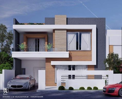 Fundermax Exterior Front Elevation, 2 And Half Storey Modern House, 30 40 House Elevation Double Floor, G+2 Elevation Design Indian, 2 Floor Elevation Design Modern, Modern House Front Design, G+1 House Elevation Indian, Contemporary House Elevation, Modern House Front Elevation