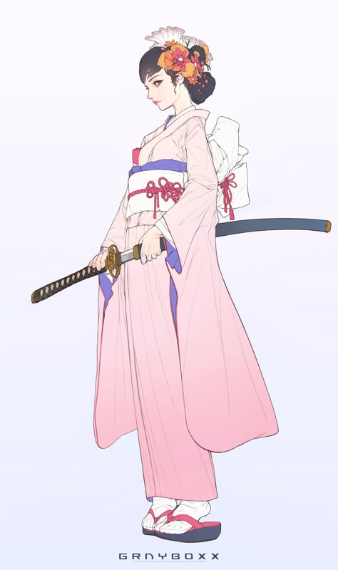 Japanese Princess, Japanese Traditional Clothing, Traditional Japanese Kimono, Anime Kimono, Geisha Art, Bleach Art, Japanese Outfits, Art Refs, Illustration Character Design