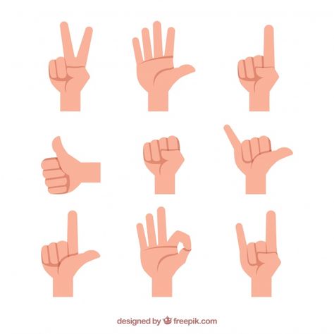 Hands collection with different poses in... | Free Vector #Freepik #freevector #hand #hands #sign #flat Hand Graphic, Hand Gestures, Flat Design Icons, Vector Character Design, Character Template, Hand Drawing Reference, Different Poses, Vector Icons Illustration, Cartoon People