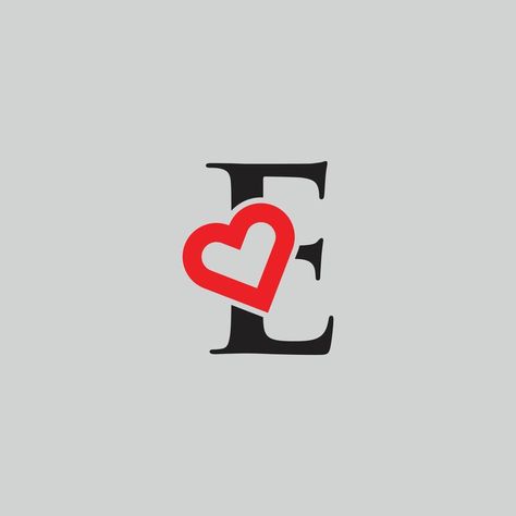 Logo Heart Letter E. Beautiful vector love logo design. E love outline creative letter design The Letter E Aesthetic, I Heart E Pfp, I Love E Wallpaper, The Letter E Design, E Love Wallpaper, Letter E With Heart, E Drawing, E With A Heart, E In A Heart