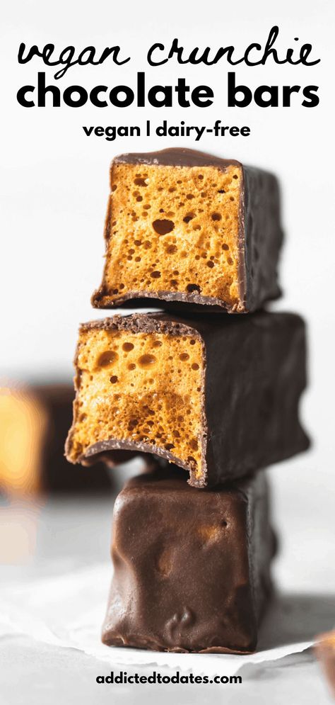 Vegan Copycat, Honeycomb Recipe, Crunchie Bar, Honeycomb Candy, Homemade Candy Bars, Vegan Chocolate Bars, Aesthetic Health, Tattoo Health, Toffee Recipe