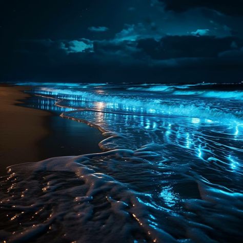 Bioluminescent Ocean Aesthetic, Bioluminiscente Beach, Biolumenesent Beach, Biolumenesent Ocean, Bioluminescent Mermaid, Whitney Core, Bioluminescence Water, Bioluminescent Ocean, Bioluminescent Water