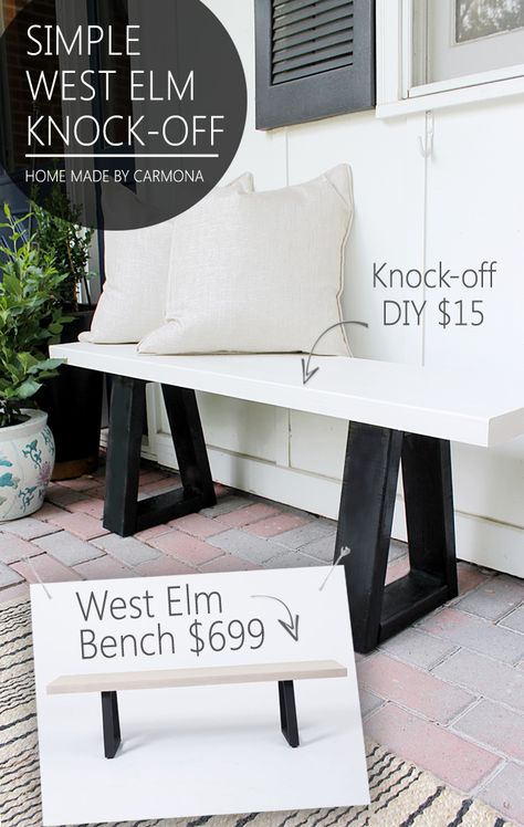 West Elm Slab Bench Knock-off West Elm Bench, Diy Bank, Diy Bench Outdoor, Honey Do, Bench Plans, Diy Bench, Modern Bench, Botanical Beauty, Restoration Hardware