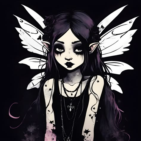 Goth Fairy Art, Emo Vs Goth, Goth Fairy Aesthetic, Goth Cottagecore Aesthetic, Fairy Goth Aesthetic, Faerie Goth, Fairy Pfp, Faerie Aesthetic, Emo Fairy