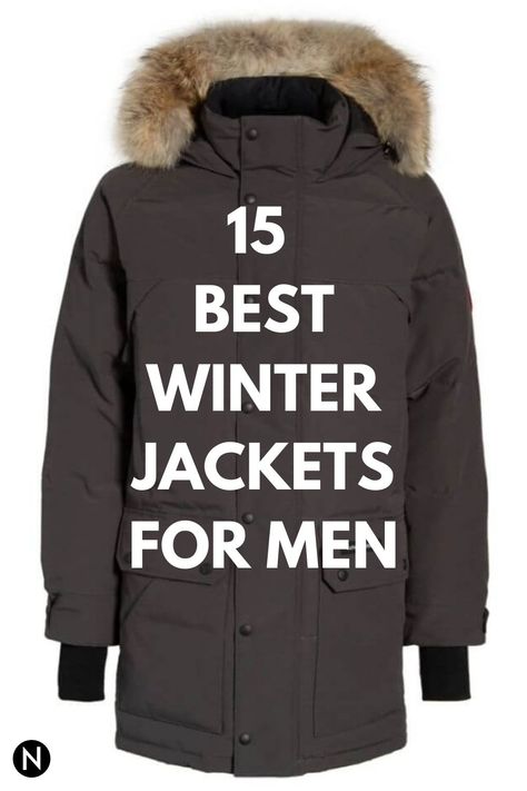 Fur-hooded parka with text overlay. Men's Winter Coats, Mens Winter Jacket 2023, Men’s Winter Coat Fashion, Men’s Parka Jacket, Black Sherpa Jacket Outfit Men, Men’s Winter Coat Styles, Men's Winter Jacket, Winter Coat Men Cold Weather, Winter Jacket Men Outfit