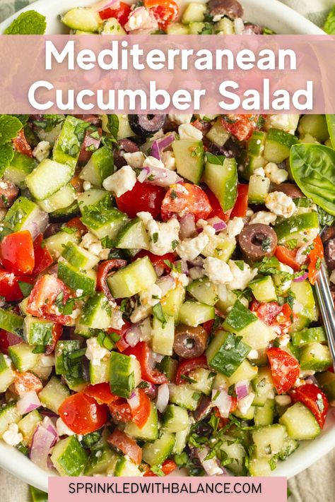 Mediterranean Diet Cucumber Salad, Cucumber Purple Onion Salad, Cucumber Bell Pepper Salad Recipes, Mediterranean Cucumber Salad Recipes, Grape And Cucumber Salad, Grape Cucumber Salad Recipe, Cucumber Celery Salad, Cucumber Mediterranean Salad, Mediterranean Cucumber Tomato Salad