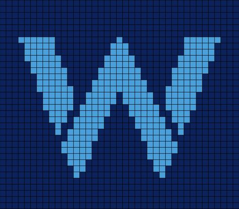 A pixel art template of the Williams Racing logo (2023). F1 Cross Stitch, F1 Crochet Pattern, F1 Pixel Art, F1 Crochet, F1 Merch, Pixel Grid, Modele Pixel Art, Williams Racing, Racing Logo