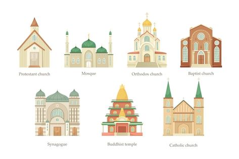 Vector set of illustrations of churches ... | Premium Vector #Freepik #vector #jesus-love #christian-worship #church-worship #christian College Mural, Church Illustration, Back To School Wallpaper, Jewish Crafts, Church Worship, Worship Jesus, School Illustration, Illustration Art Kids, Christian Worship