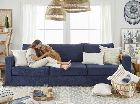 Navy Blue Sectional, Small Room Furniture, Love Sac, Lovesac Sectional, Rv Sofas, Interior Design Kitchen Contemporary, Travel Trailer Ideas, Living Room Vibes, Home Build Ideas