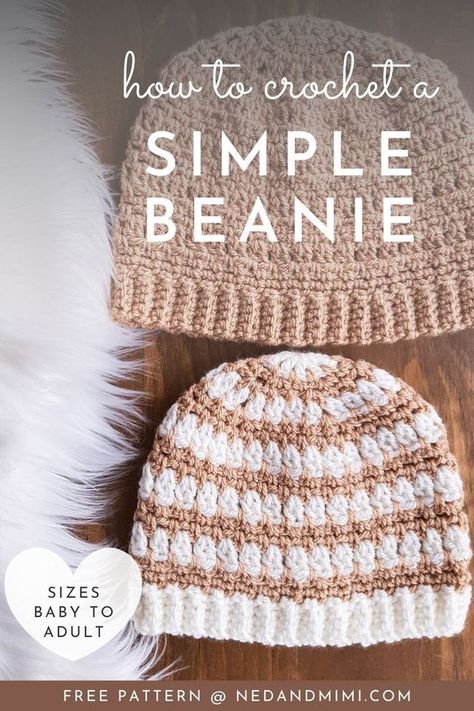 Crochet Baby Cap, Baby Hat Free Pattern, Beanie Pattern Free, Easy Crochet Hat Patterns, Crochet Beanie Pattern Free, Crochet Adult Hat, Crochet Baby Beanie, Easy Crochet Hat, Crochet Baby Hat Patterns