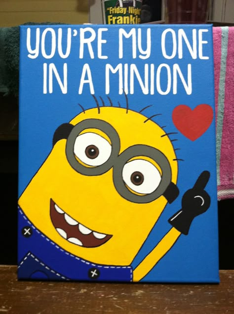 Canvas - Minion - You're my one in a minion Minion Room, Minion Painting, Easy Christmas Drawings, One In A Minion, Disney Canvas Art, Disney Canvas, Christmas Paintings On Canvas, Christmas Drawings, A Minion