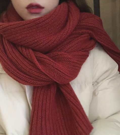 KDRAMA INSPIRED OUTFITS 
#goblin #outfits #kdrama Chunky Scarf Outfit, Knit Scarf Outfit, Red Scarf Outfit, Scarf Aesthetic, Woolen Scarves, Scarf Outfit, Chunky Scarves, Red Scarf, Warm Dresses