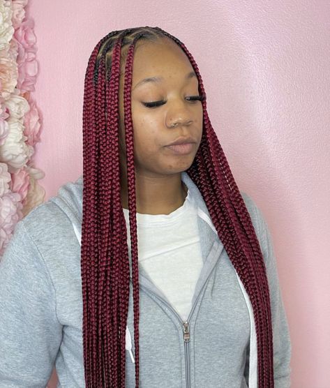 Peekaboo Box Braids, Burgundy Braids, Coloured Braids, Braids Hairstyles Ideas, Brown Braids, Red Box Braids, African Tops For Women, Latest Hair Braids, Box Braid Hair