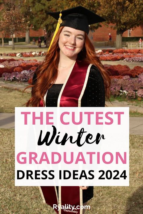 love these university winter graduation outfit ideas for this year! Winter Outfits Graduation, Winter Dresses For Graduation, Graduation Outfits Winter, Graduation Night Outfit, Fall Graduation Dress College, Cute Formal Winter Outfits, What Do You Wear To A Graduation, Nursing Graduation Dress Ideas, Cold Weather Graduation Outfit