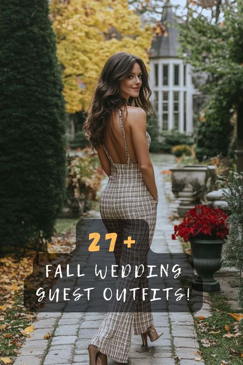 Attending a fall wedding? 🍁👗 Click to see 27 stunning outfit ideas to make you the best-dressed guest this autumn. #FallWedding #WeddingGuestOutfit #AutumnFashion #StyleInspiration #WeddingStyle Casual Fall Wedding Dress Guest, What To Wear To An Elopement Guest, Sonoma Wedding Guest Outfit, Fall Wedding Guest Dress With Booties, Wedding Guest Outfit No Heels, Fall Wedding Skirt Guest, Nov Wedding Guest Outfit, Afternoon Wedding Outfit Guest, Wedding Guest Dress Sweater