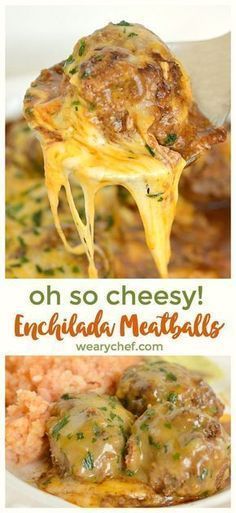 Cheesy Enchilada Meatballs Dinner Griddle Recipes, Cholula Recipes, Meatball Enchiladas, Recipes With Instant Rice, Enchiladas Meatballs, Stuffed Meatball Recipes, Meatball Tacos, Meatball Ideas, Taco Meatballs