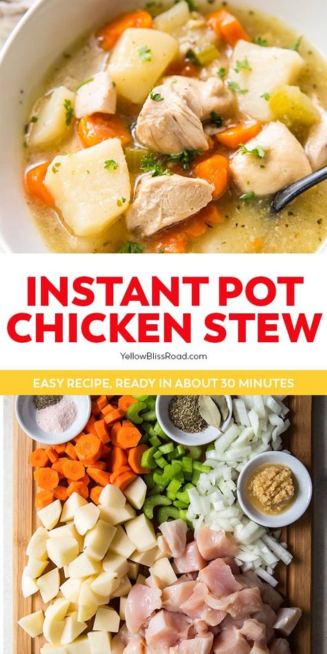 Instant Pot Chicken Stew Instant Pot Chicken Stew, Instant Pot Stew, Chicken Stew Recipe, Stew Chicken Recipe, Instant Pot Meals, Instant Pot Soup, Instant Pot Recipes Chicken, Instant Pot Dinner, Instant Pot Dinner Recipes