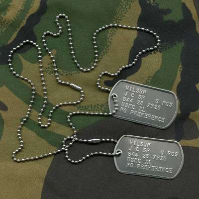 Personalised US army dog tags with custom embossed message Army Tags, Army Dog Tag, Military Dog Tag, Army Dogs, Personalized Leather Dog Collar, Leather Dog Collar Custom, Luxury Dog Collars, Military Dog, Dog Tags Military