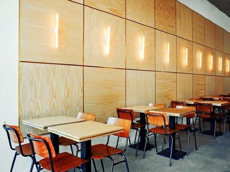 Plywood Walls Bunker Basement, Plywood Wall Paneling, Peg Tube, Plywood Wall, Plywood Design, Plywood Interior, Plywood Walls, Espresso Bar, Plywood Panels