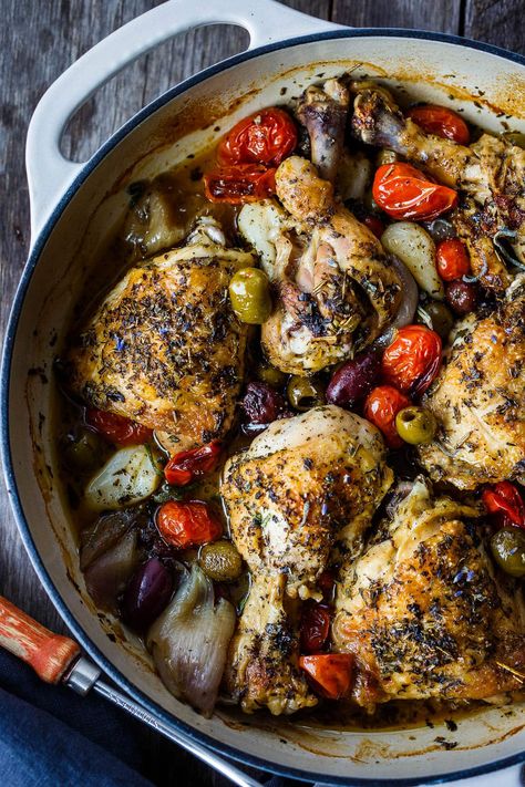 Chicken Provençal Recipe | Feasting At Home La Cruset Recipes, Herbs De Provence Recipes Dishes, Herbs De Provence Chicken, Chicken Provencal, Cottage Recipes, Paris Kitchen, Chicken Tonight, Farmers Market Recipes, Easter 2023