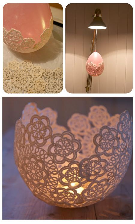 Paper Doily Crafts, Shabby Chic Decorating, Bridal Shower Decorations Diy, Rustic Wedding Decorations, Doilies Crafts, Bridal Shower Diy, Diy Candle Holders, Diy Candle, Diy Bridal