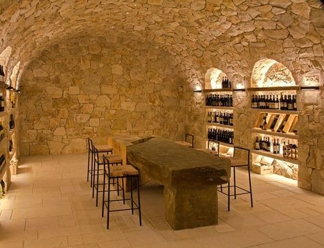 Stone Wine Cellar, Underground Cellar, Wine Cellar Basement, Wine Cave, Home Wine Cellars, Wine Tasting Room, Wine Cellar Design, Cellar Design, Underground Homes