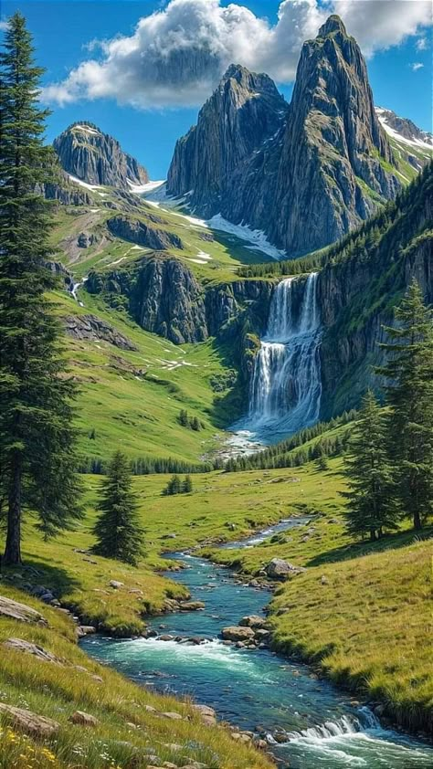 Switzerland Landscape Wallpaper, Beautiful Switzerland Nature, Switzerland Waterfalls, Switzerland Scenery, Switzerland Travel Photography, Mountain Switzerland, Switzerland Wallpaper, Waterfall Aesthetic, Landscape Switzerland