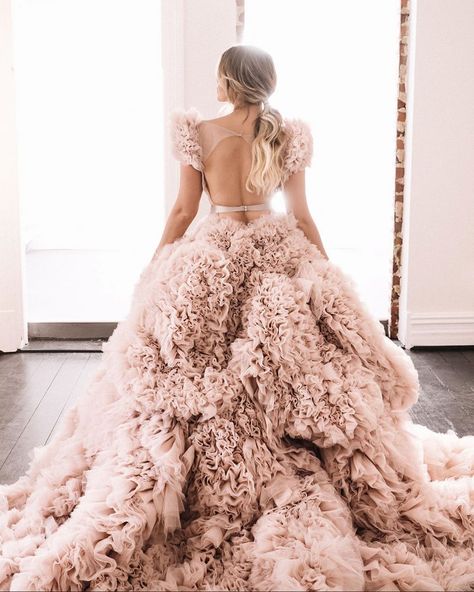 Pretty in Pink: Our Favorite Blush Wedding Dresses - Green Wedding Shoes Pallas Couture, Blush Pink Wedding Dress, Stile Casual Chic, Green Wedding Dresses, Crystal Wedding Dress, Blush Gown, Blush Wedding Dress, Wedding Dresses Blush, Hijab Wedding Dress