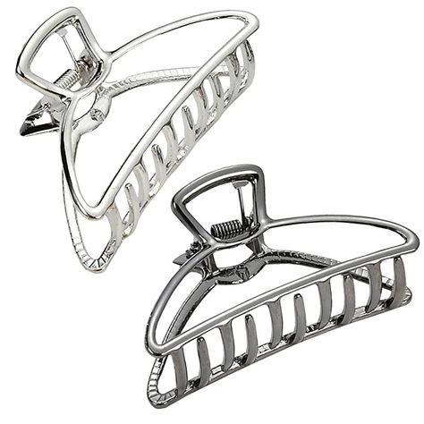 Amazon.com : HH&LL Hair Clips, 2pcs Large Metal Hair Claw Barrette Clamp Jaw for Women (Black+Silver) : Beauty & Personal Care Silver Hair Claw, Hair Dryer Set, Long Hair Clip, Silver Hair Clip, Year Wallpaper, Gift Wishlist, Hair Clamps, Hair Pulling, Butterfly Hair Clip