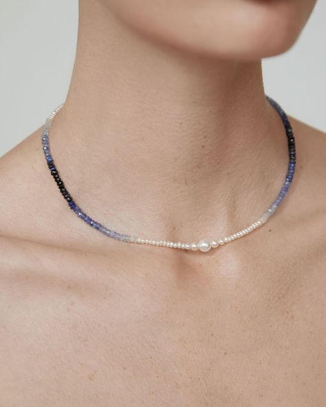 "Shashi Esme Sapphire & Cultured Freshwater Pearl Beaded Collar Necklace in 14K Gold Filled, 16\"-18" Ankle Bracelets Diy, Beaded Collar Necklace, Beaded Necklace Designs, Beaded Necklace Diy, Beads Bracelet Design, Jewelry Accessories Ideas, Gemstone Beaded Necklace, Beaded Collar, Handmade Jewelry Designs