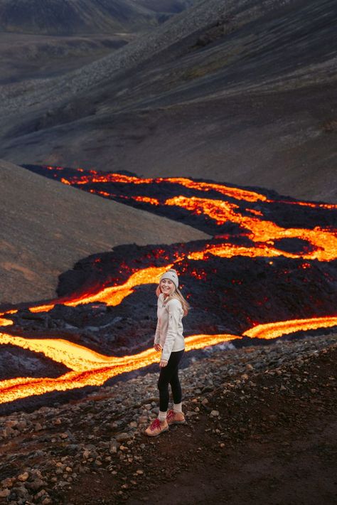 Woman hiking near a lava flow at Iceland. Linked to Incredible Iceland Road Trip Itinerary and Planning Guide. Renee Roaming, Autumn Moodboard, Iceland Summer, Iceland Vacation, Iceland Photos, Iceland Road Trip, Iceland Photography, Iceland Trip, Dream Travel Destinations