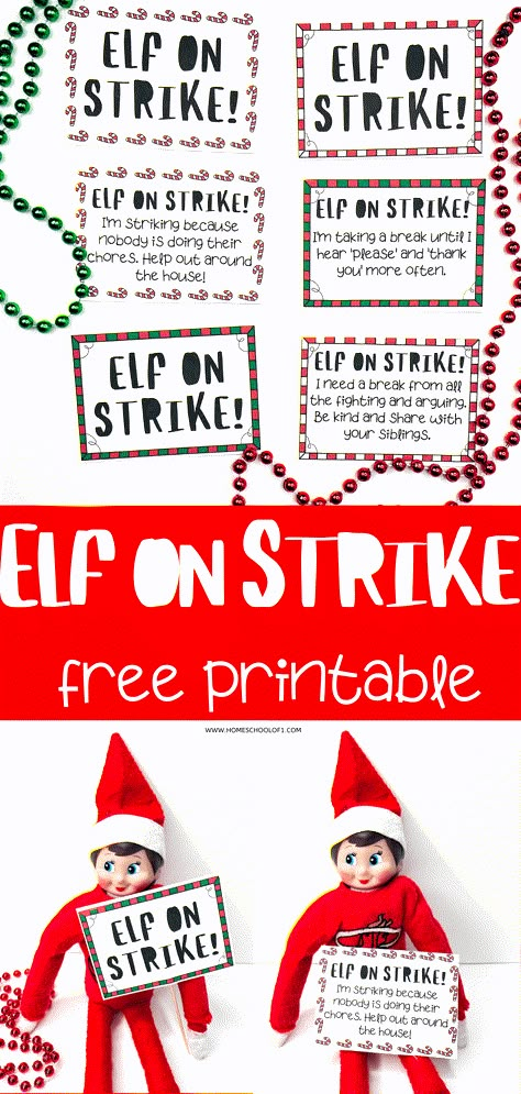 The Bad Behavior Elf on Strike printable offers a fun & creative way to encourage good behavior in children during the holiday season. Featuring six different elf notes, these signs remind kids about the importance of positive actions and help them earn a spot on Santa's Nice List. Use these printable signs to add a touch of magic to your Elf on the Shelf tradition while promoting kindness, responsibility, & good manners. Download now and make this Christmas season extra special! #ElfOnTheShelf Elf Gone For Bad Behavior, Elf On The Shelf Strike Ideas, Kids Being Bad Elf Ideas, Elf On The Shelf After Bad Behavior, Elf Has Been Touched, Elf On Strike Ideas, Elf On Strike For Bad Behavior Letter, Elf On The Shelf Ideas Alphabet, Elf On Shelf When Kids Are Bad