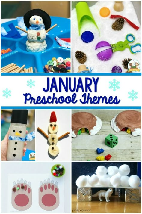 Curriculum themes and activities for January and winter for preschool, pre-k, and kindergarten; January Preschool Themes; Pre-K winter activities. Winter Theme For Preschool, New Year With Kids, New Years Eve Activities, January Preschool Themes, Winter Literacy Activities, Curriculum Themes, Kindergarten January, Preschool Nursery Rhymes, Preschool January