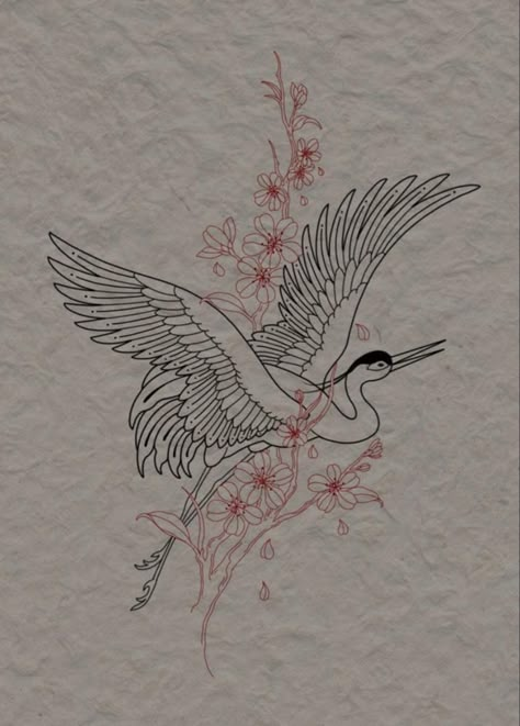 Crane Tattoo, Japanese Tattoo, Tattoos Ideas, Tattoo Idea, A Drawing, Tattoo Inspo, Tattoos And Piercings, Tattoo Art, Small Tattoos