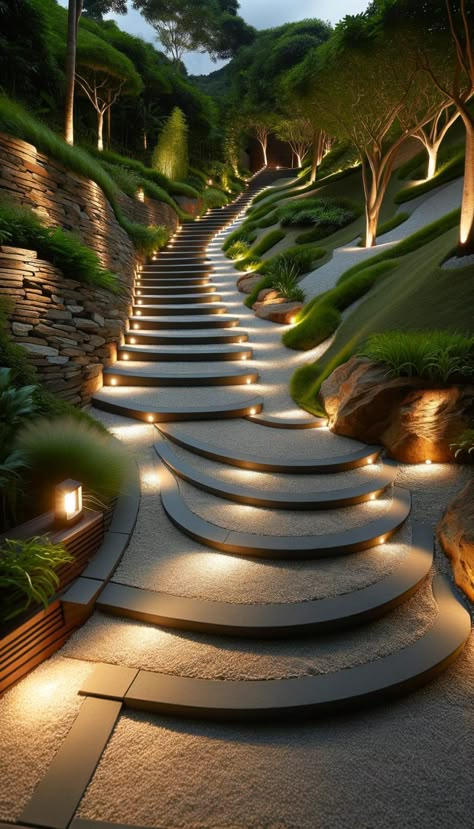 15 Unique Backyard Hill Ideas to Elevate Your Landscape 26 Backyard Hill Ideas, Backyard Hill, Unique Backyard, Kolam Koi, Exterior Drawing, Beautiful Home Gardens, Modern Backyard Landscaping, Landscape Modern, Have Inspiration